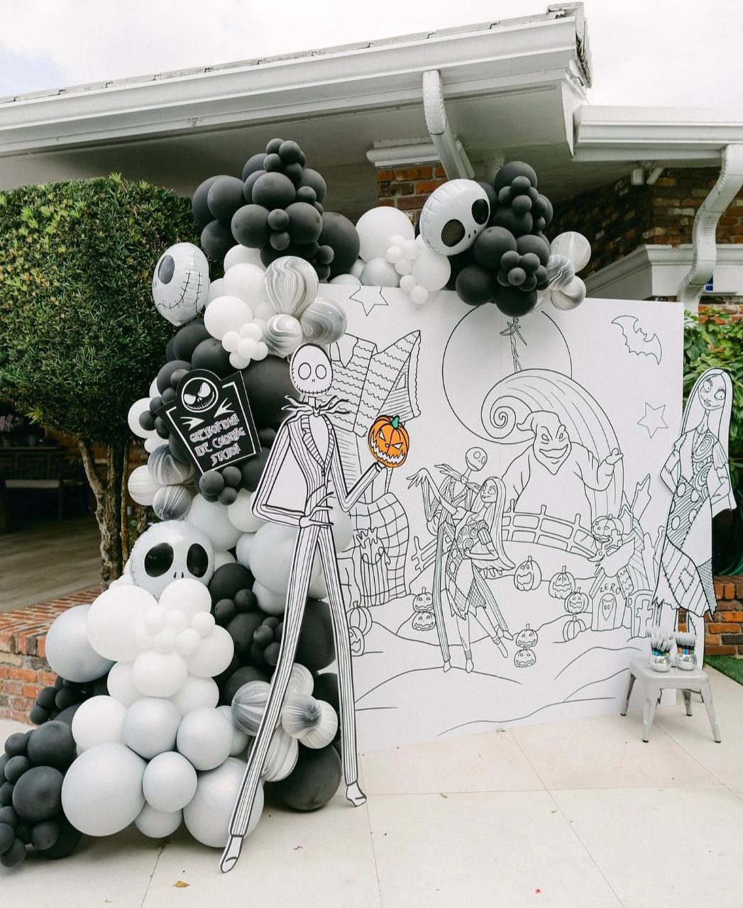 Monochrome Character Coloring Station spooky one first birthday