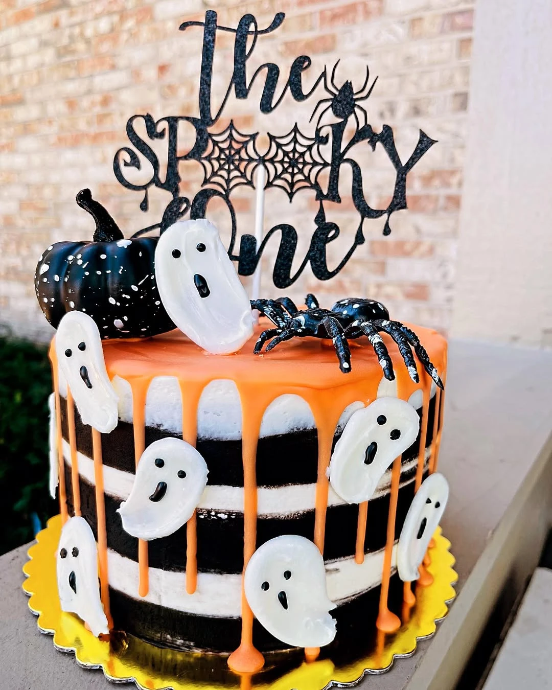 Striped Spooky Smash Cake spooky one first birthday