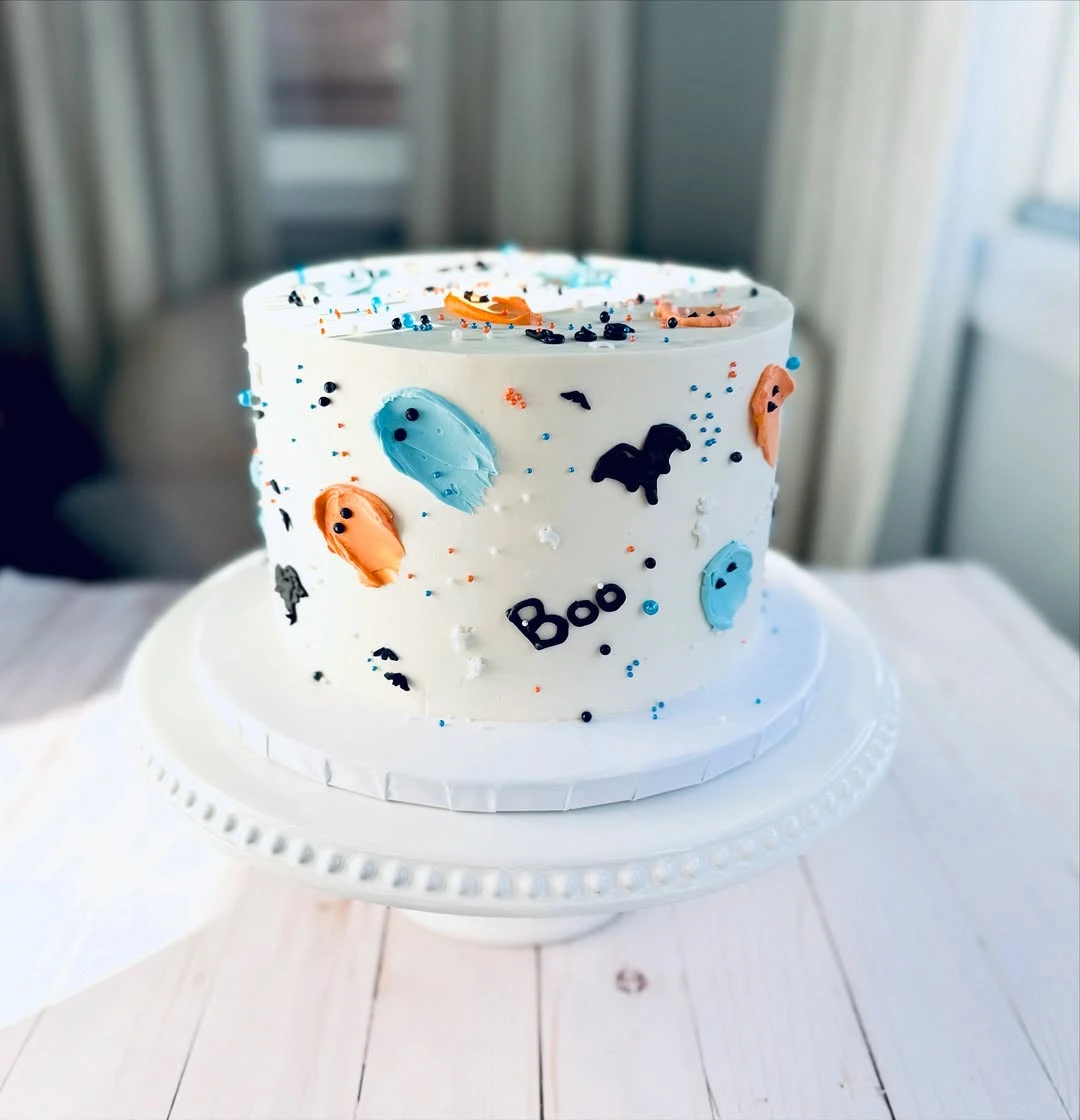 Textured Ghost Smash Cake spooky one first birthday