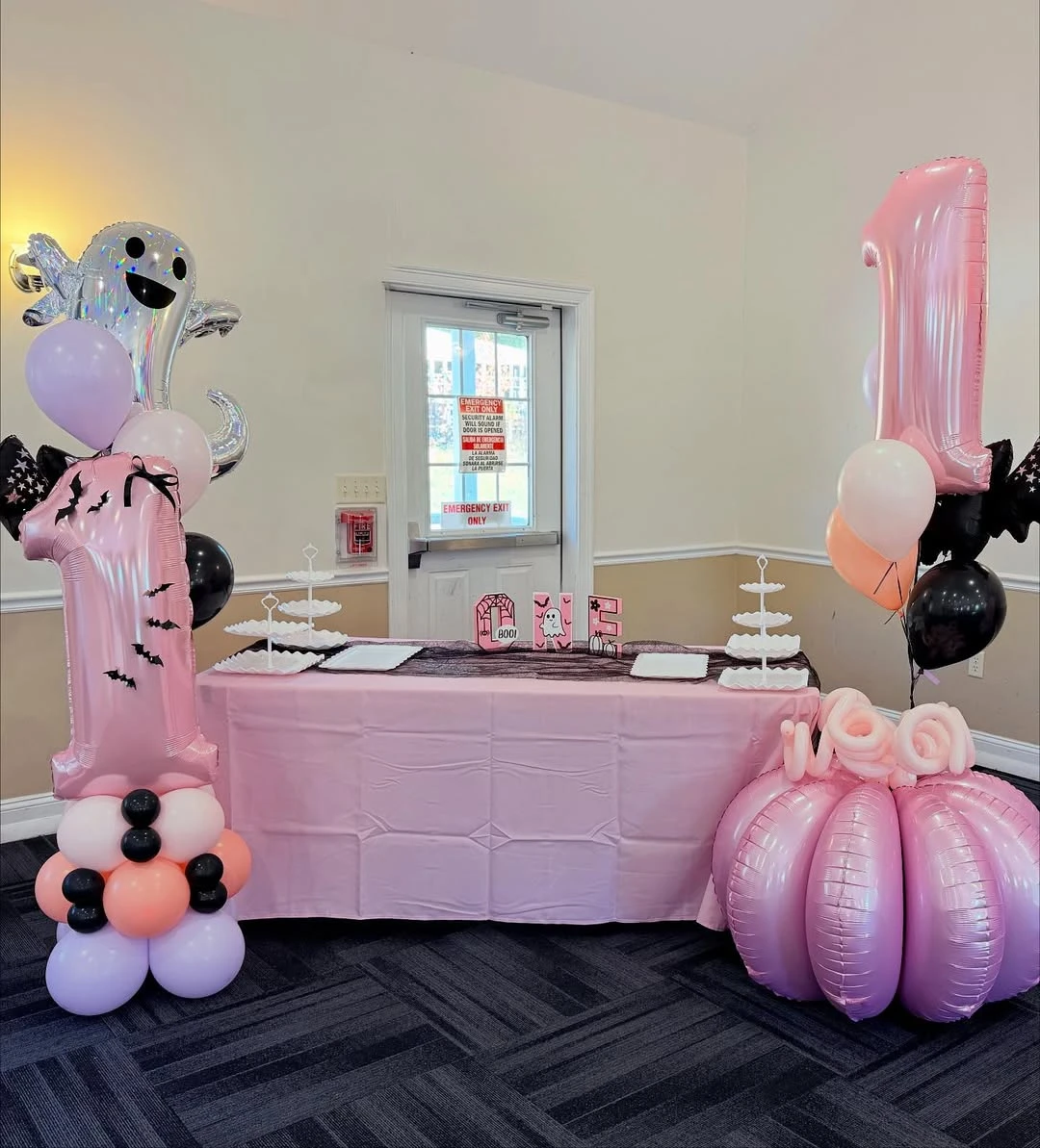 Pink Pumpkin Treat Station spooky one first birthday