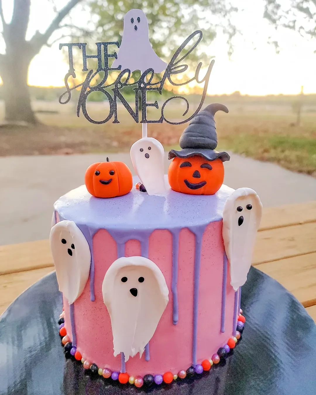 Pink Spooky One Cake spooky one first birthday