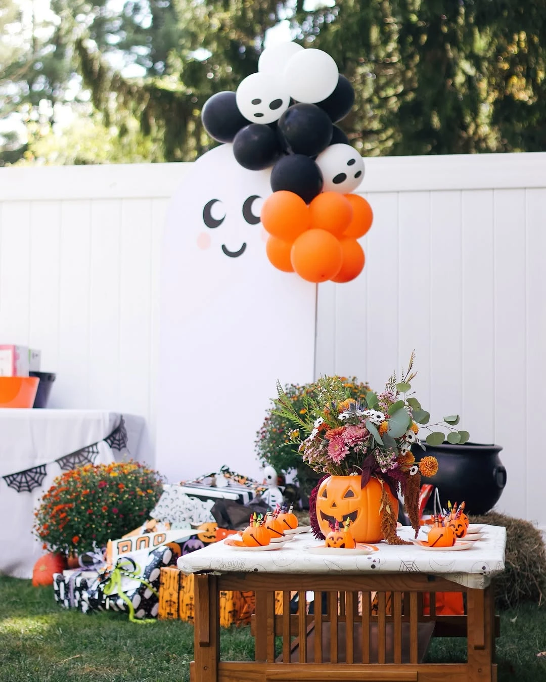 Friendly Ghost Backdrop Installations spooky one first birthday