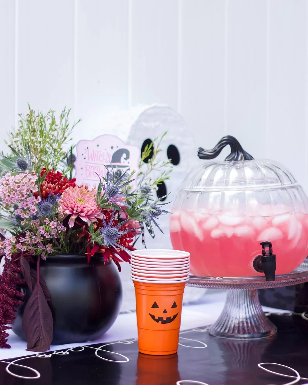 Cauldron and Pumpkin Serving Stations spooky one first birthday