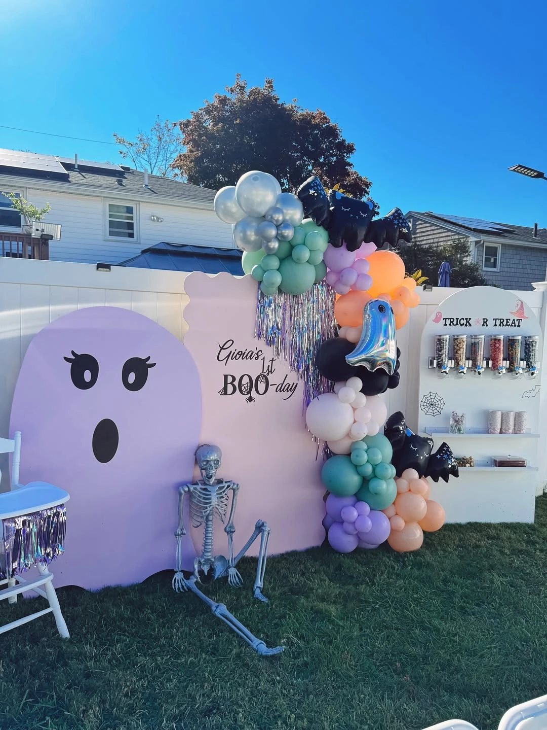Ghost Character Backdrop spooky one first birthday