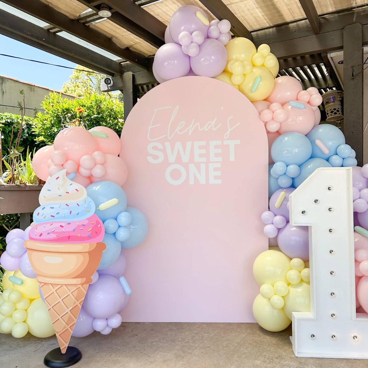 Custom Arched Photo Station sweet one first birthday