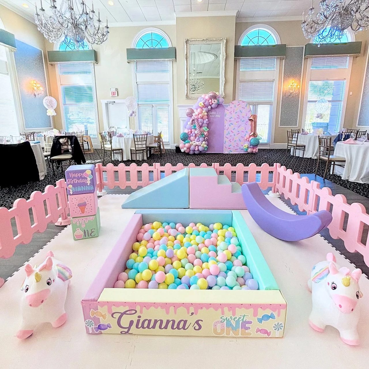 Pastel Soft Play Zone sweet one first birthday