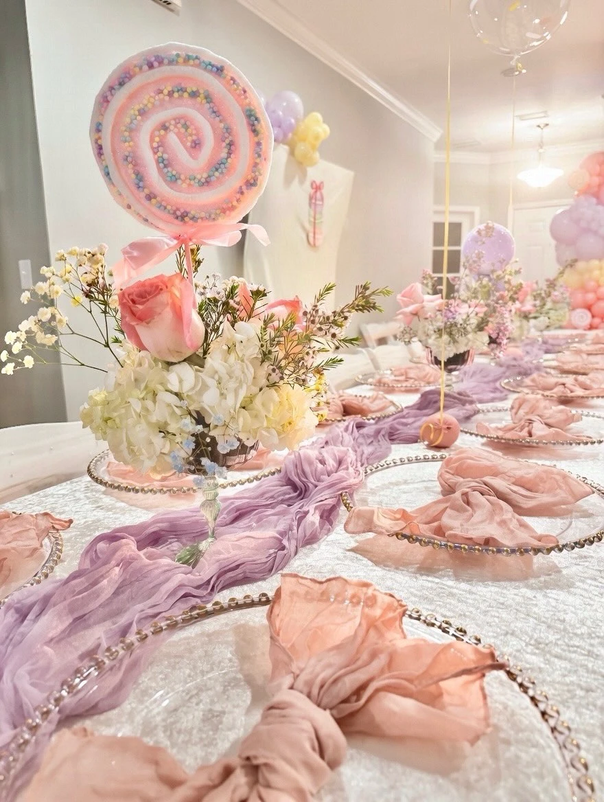 Lollipop Floral Centerpieces sweet one first birthday
