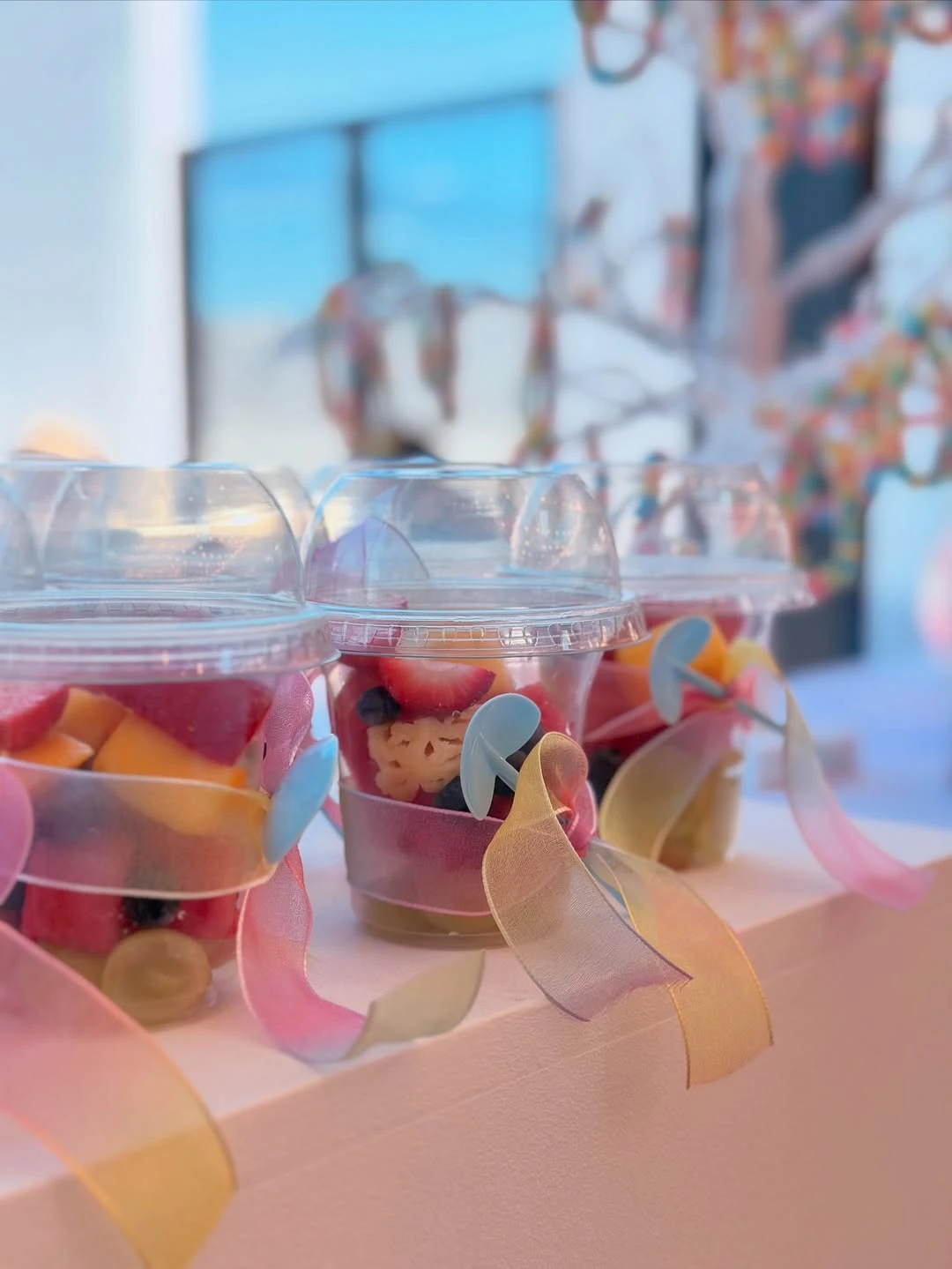Rainbow Ribbon Fruit Cups sweet one first birthday