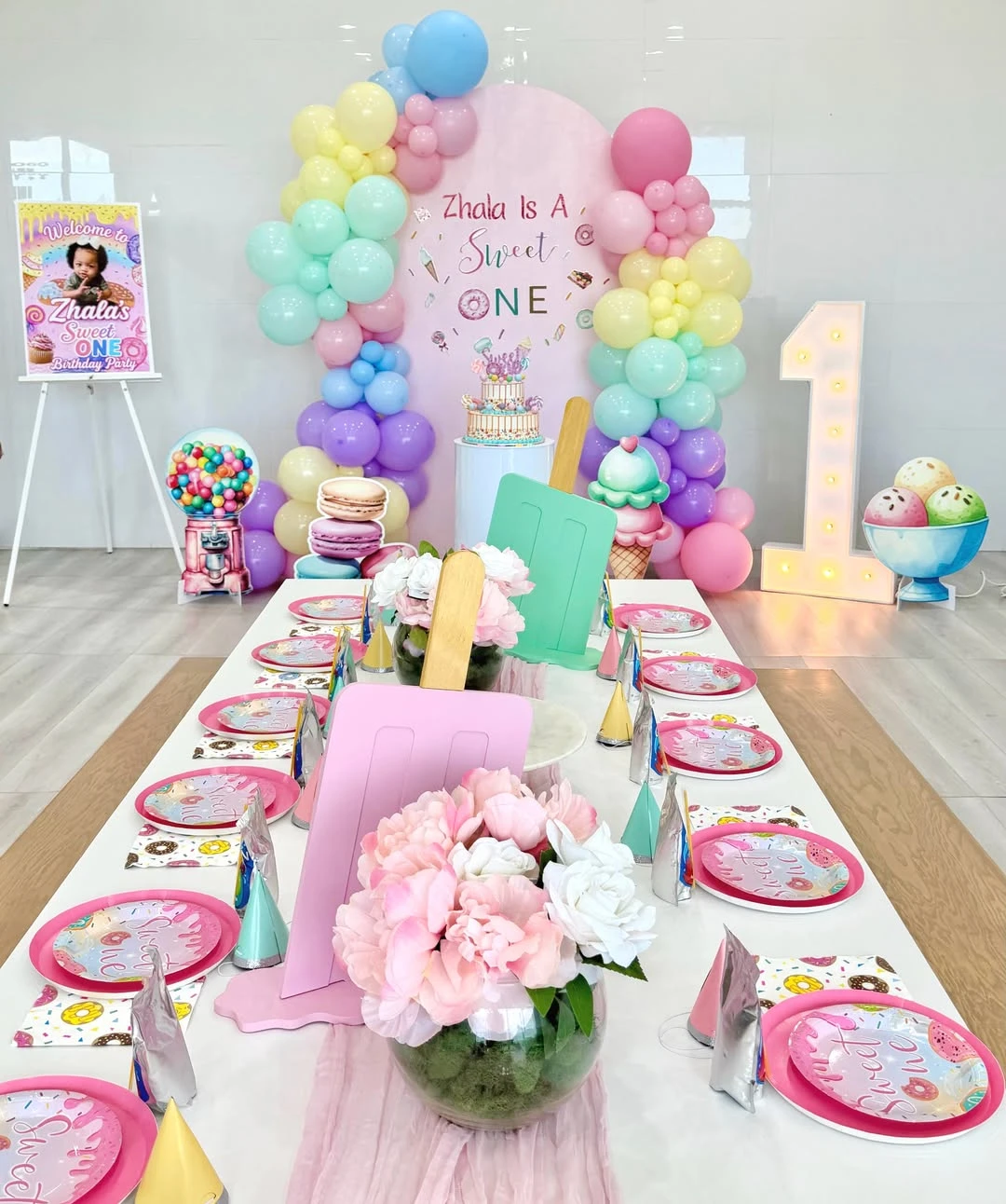Pastel Sweet Shop Backdrop sweet one first birthday
