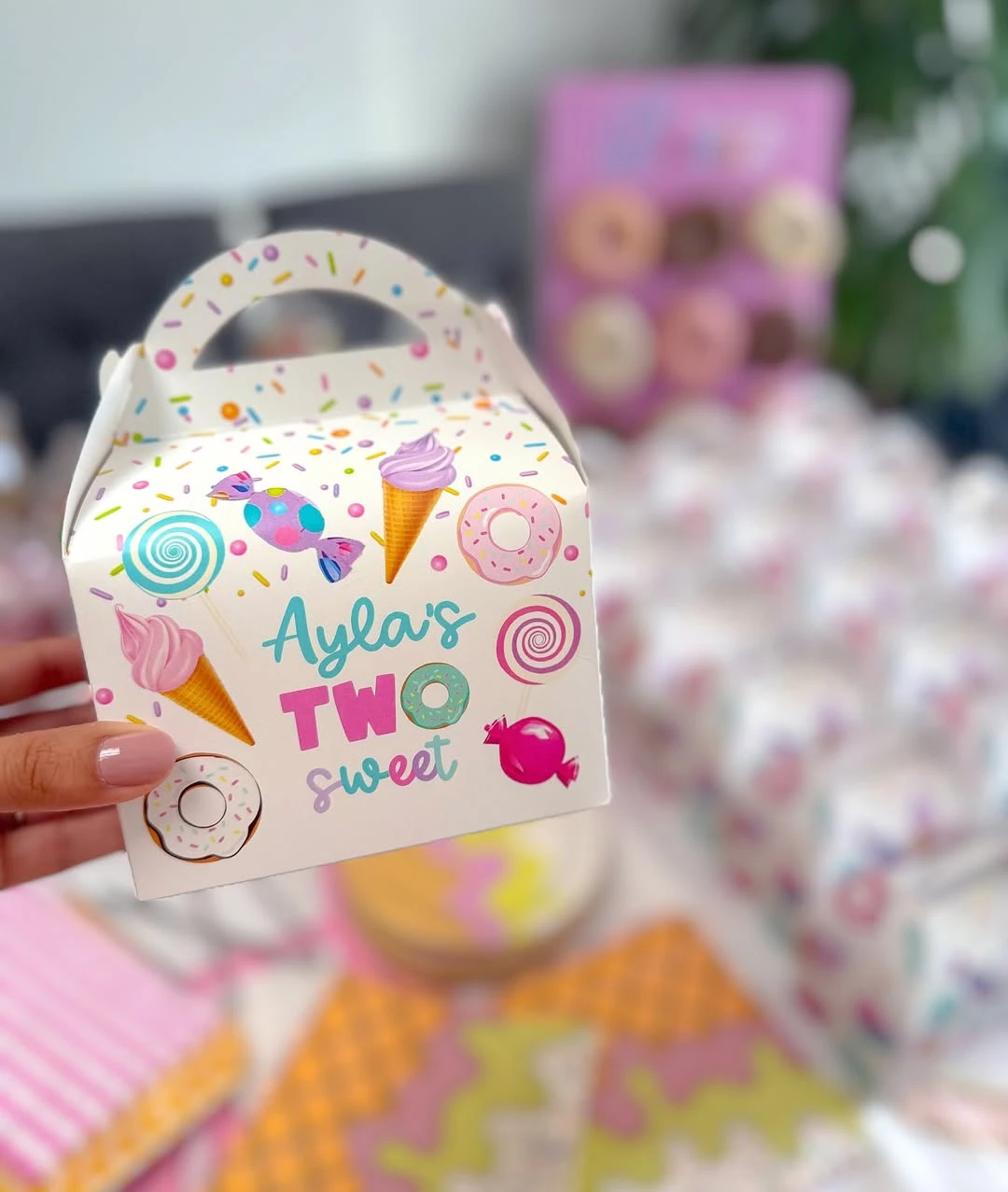 Illustrated Dessert Favor Boxes sweet one first birthday