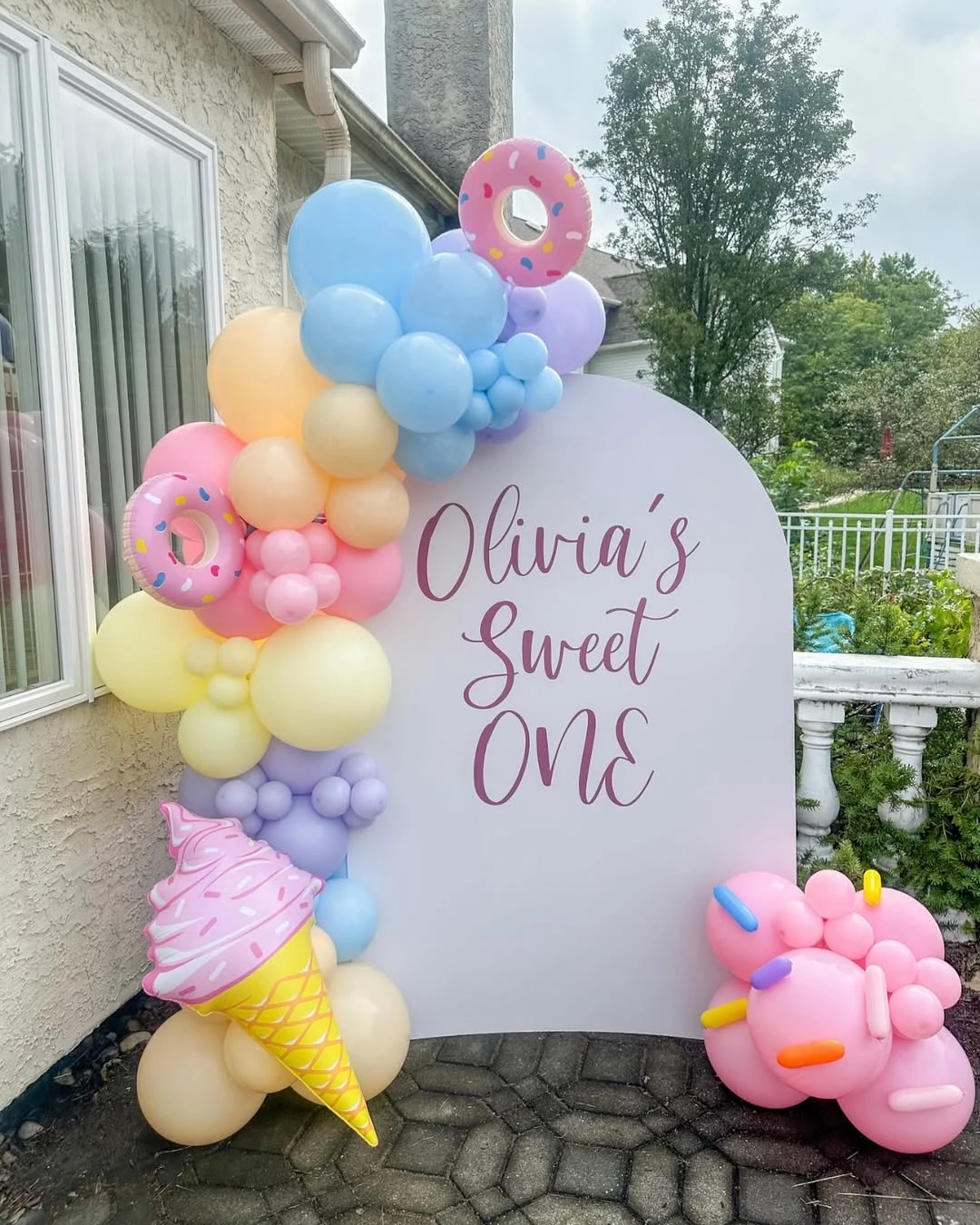 Personalized Arched Photo Backdrop sweet one first birthday