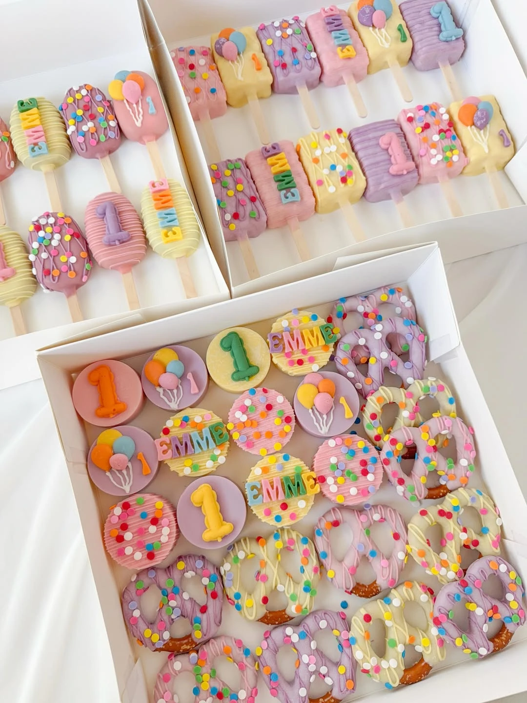 Personalized Pastel Treat Assortments sweet one first birthday