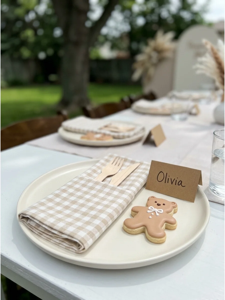 Neutral Gingham Tablescape support view 1