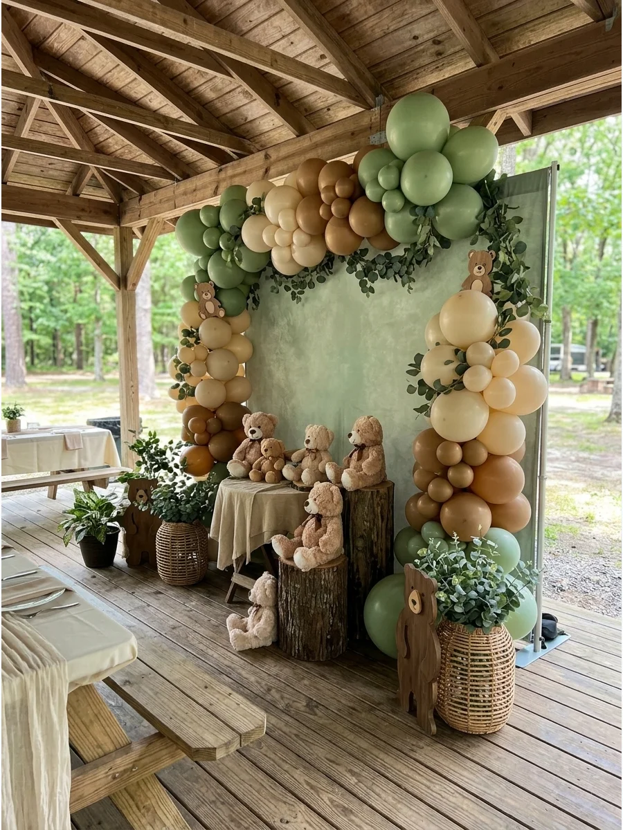 Sage Green Teddy Bear Backdrop support view 1