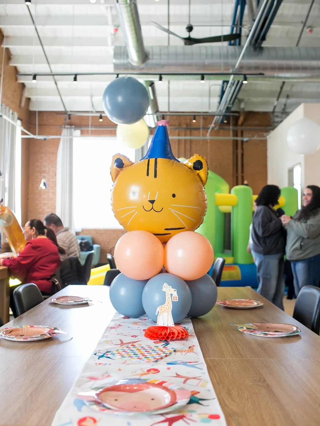 Foil Animal Balloon Centerpieces wild one birthday party boys