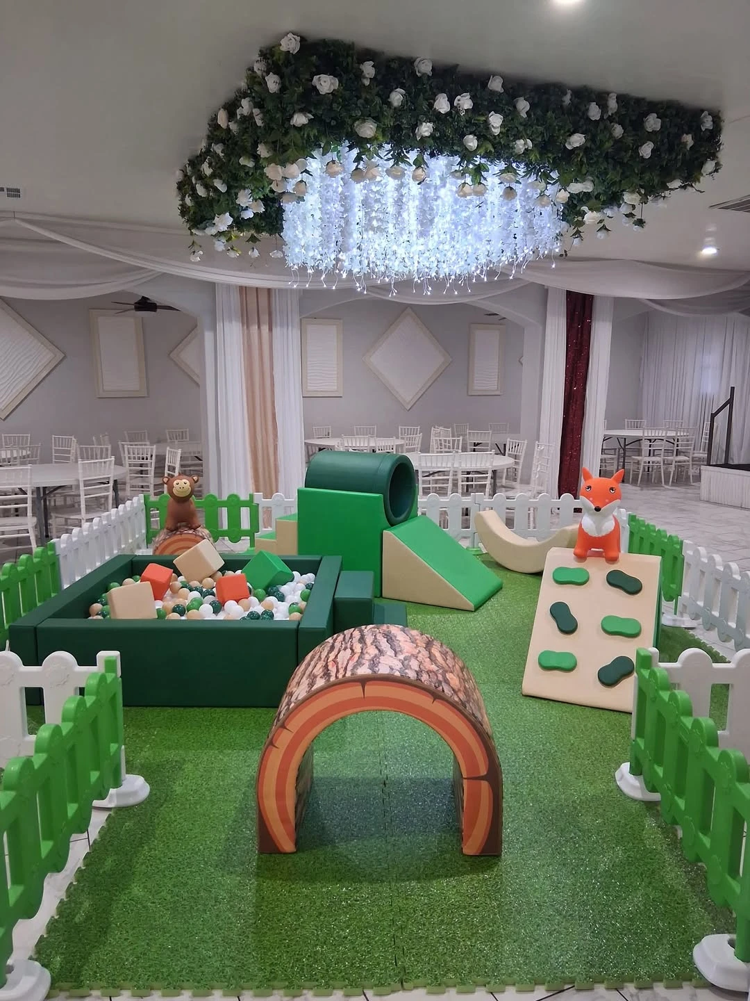 Woodland Soft Play Enclosure wild one birthday party boys