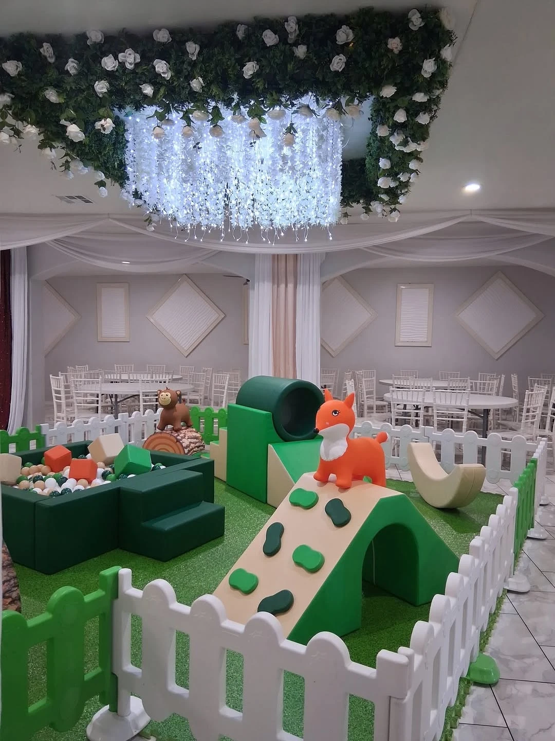 Woodland Soft Play Enclosure wild one birthday party boys