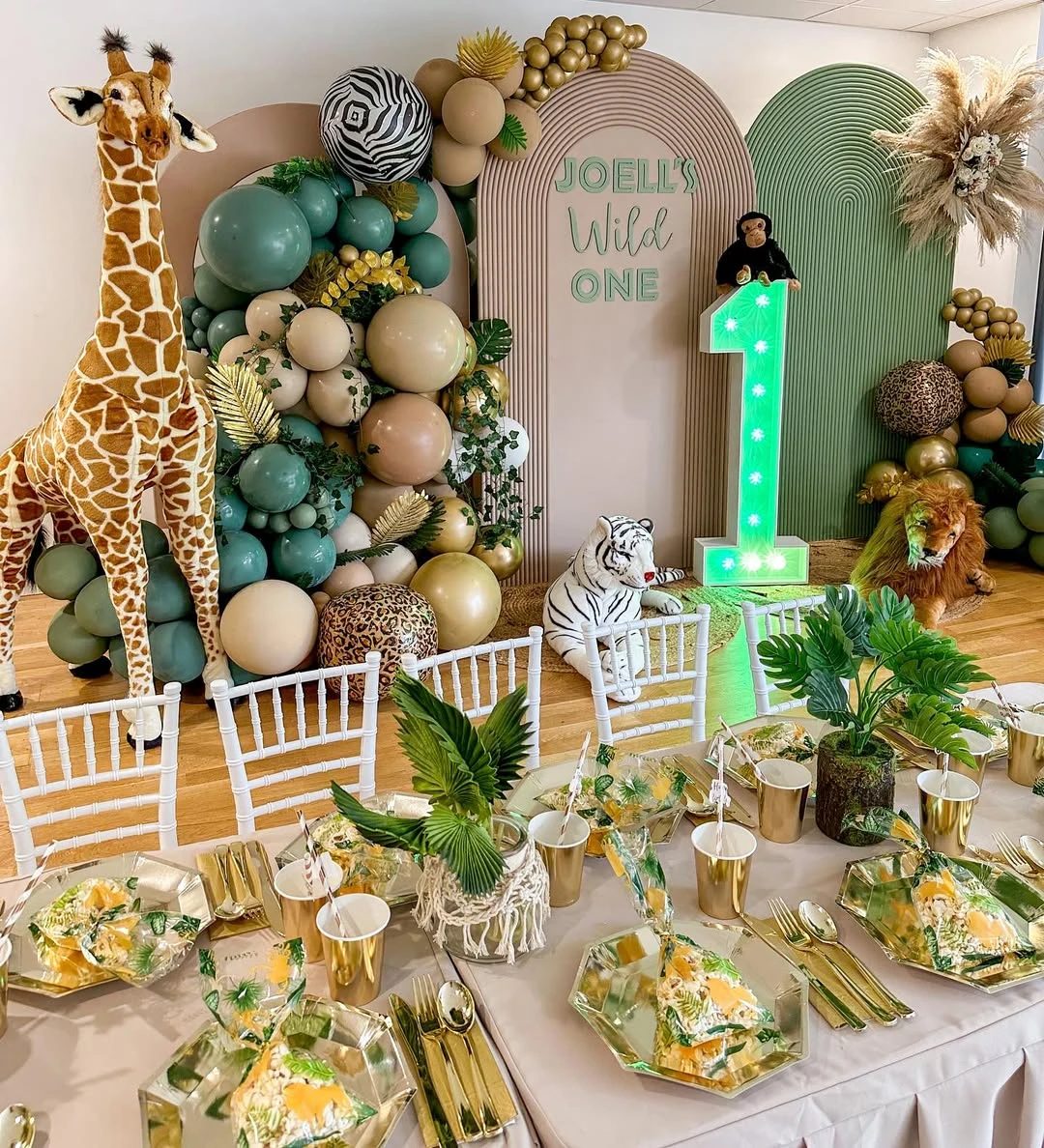 Dimensional Earth-Toned Backdrop Panels wild one birthday party boys