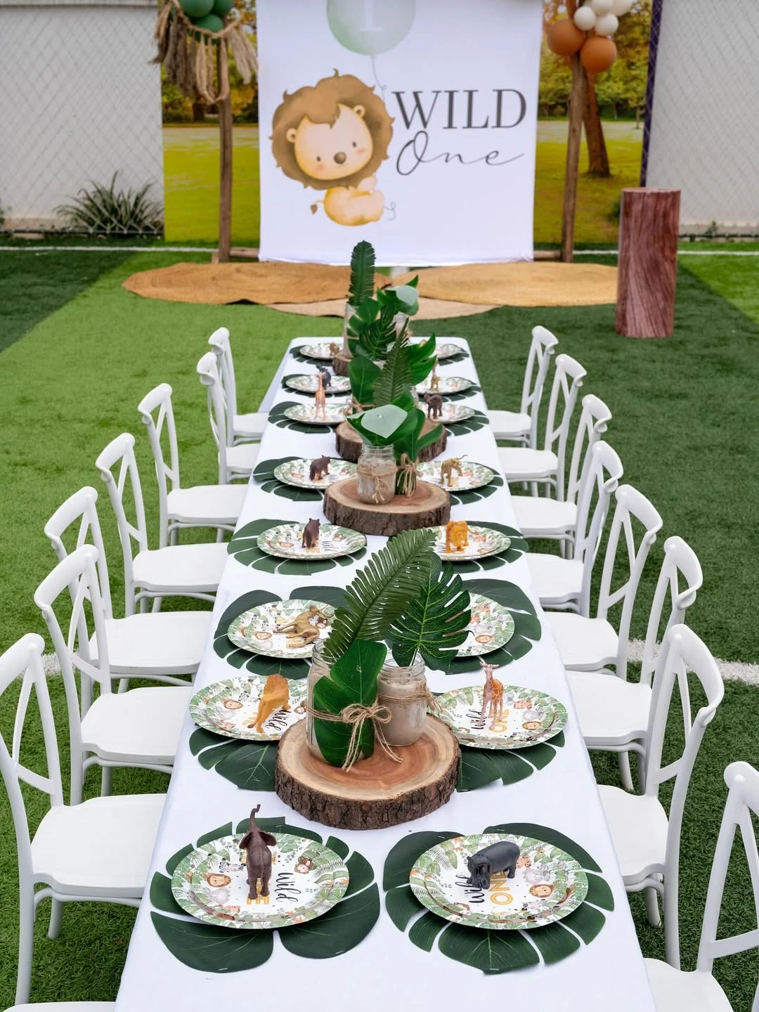 Organic Layered Table Settings wild one birthday party boys