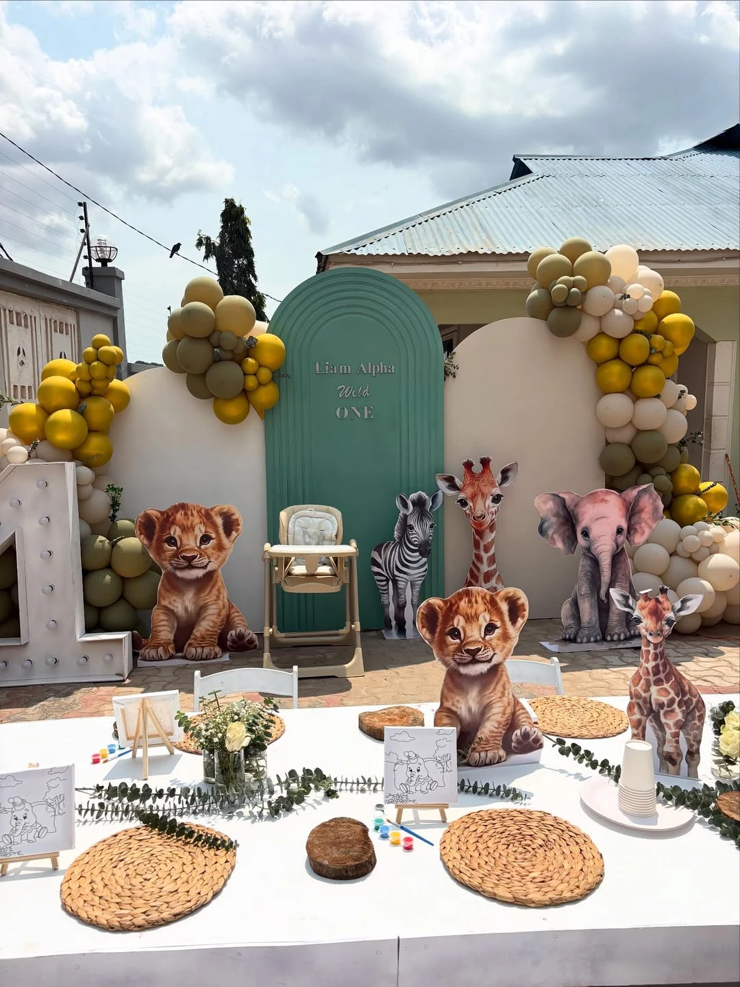 Sage Fluted Statement Wall wild one birthday party boys