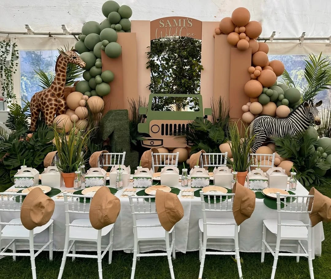 Safari Jeep Photo Backdrop wild one birthday party boys