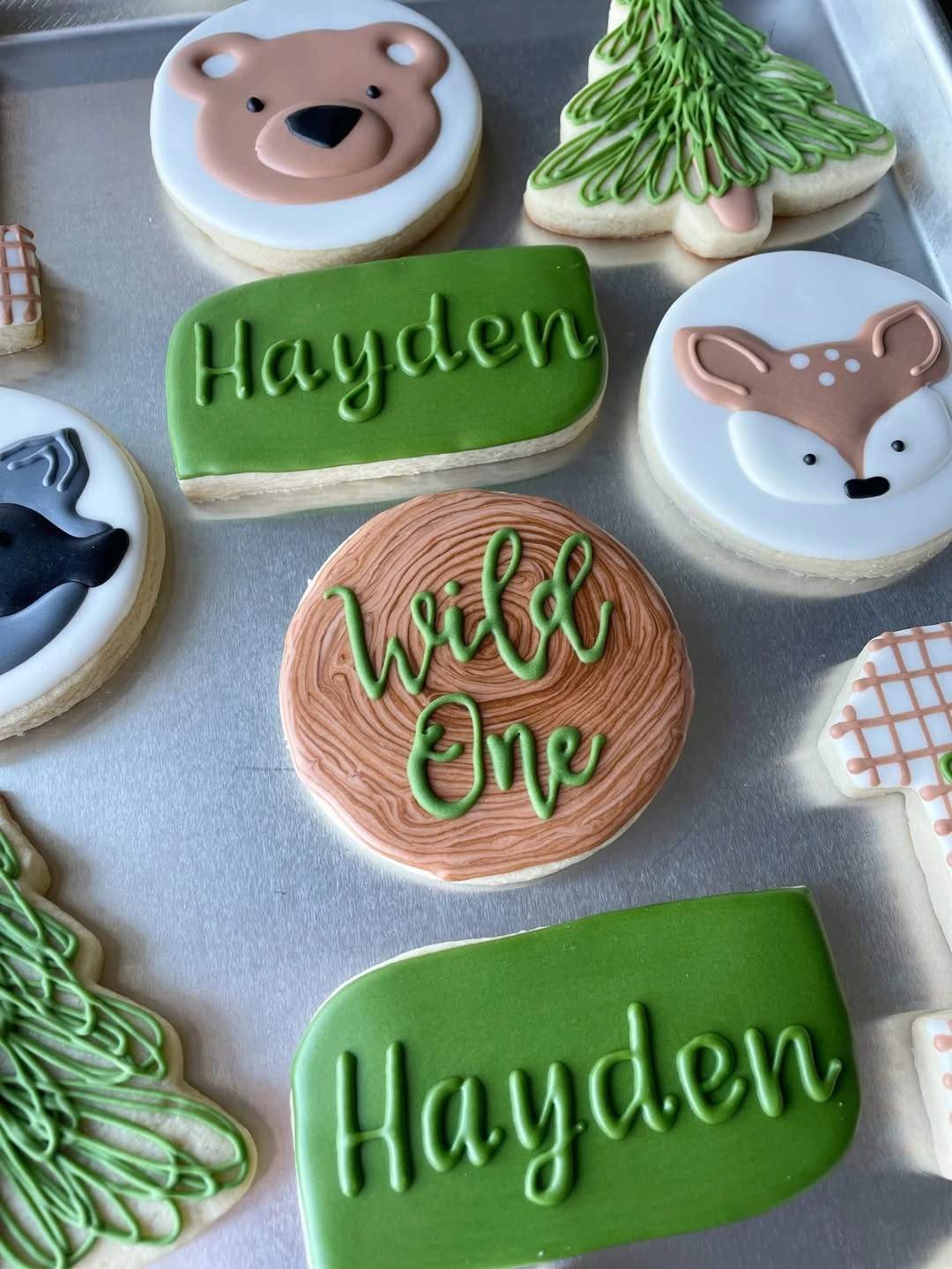 Woodland Character Sugar Cookies wild one birthday party boys