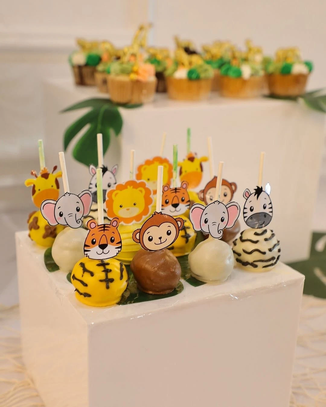 Illustrated Animal Cake Pops wild one birthday party boys