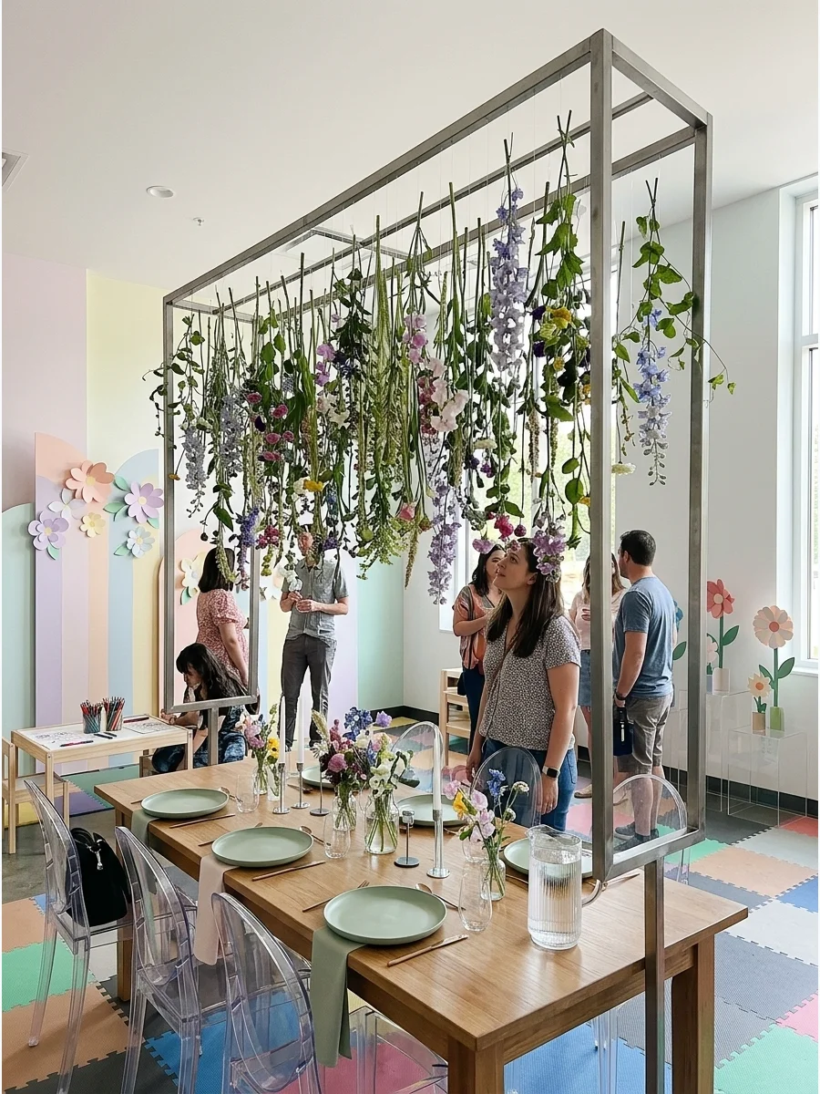 Hanging Wildflower Installation support view 1