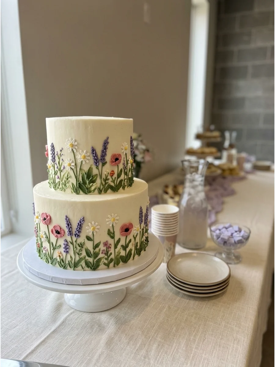 Buttercream Wildflower Cake support view 1