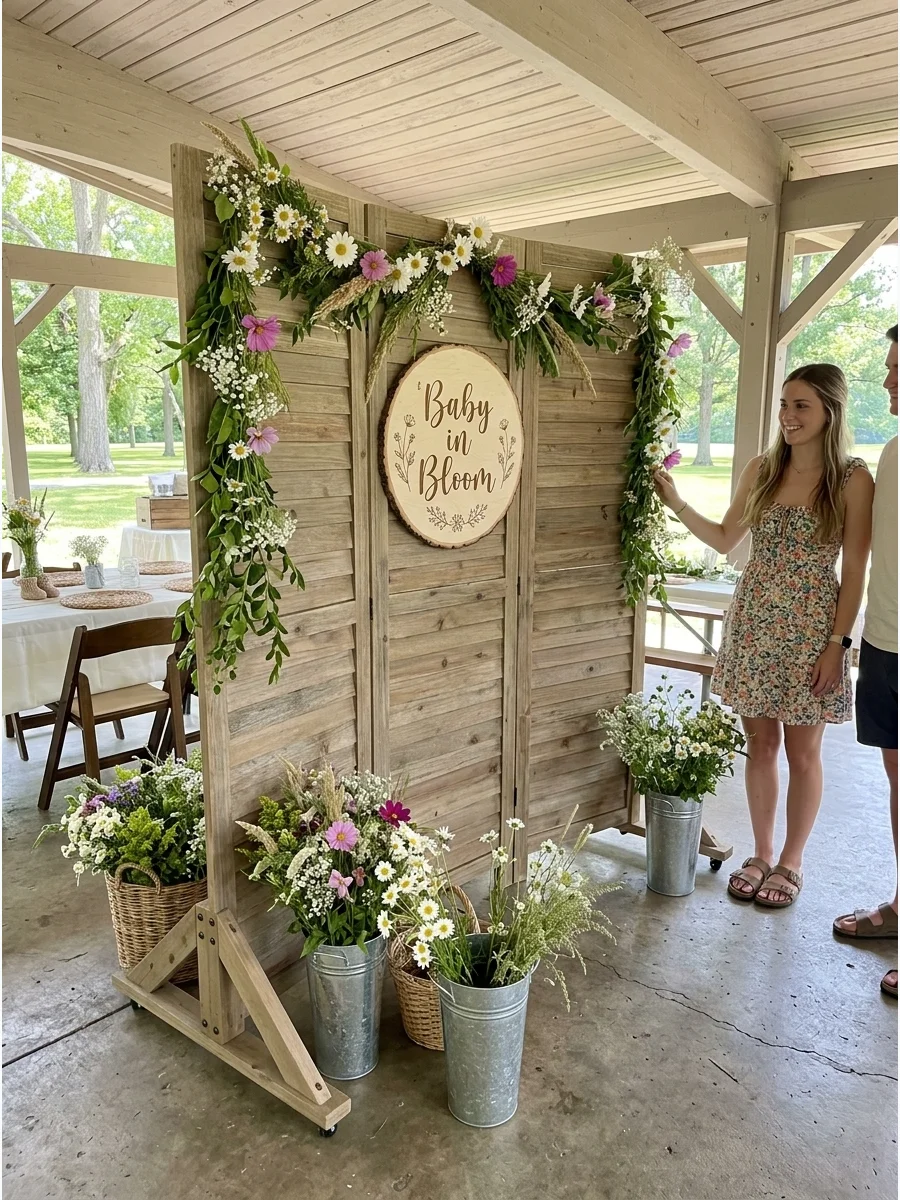 Rustic Wooden Wildflower Backdrop support view 1