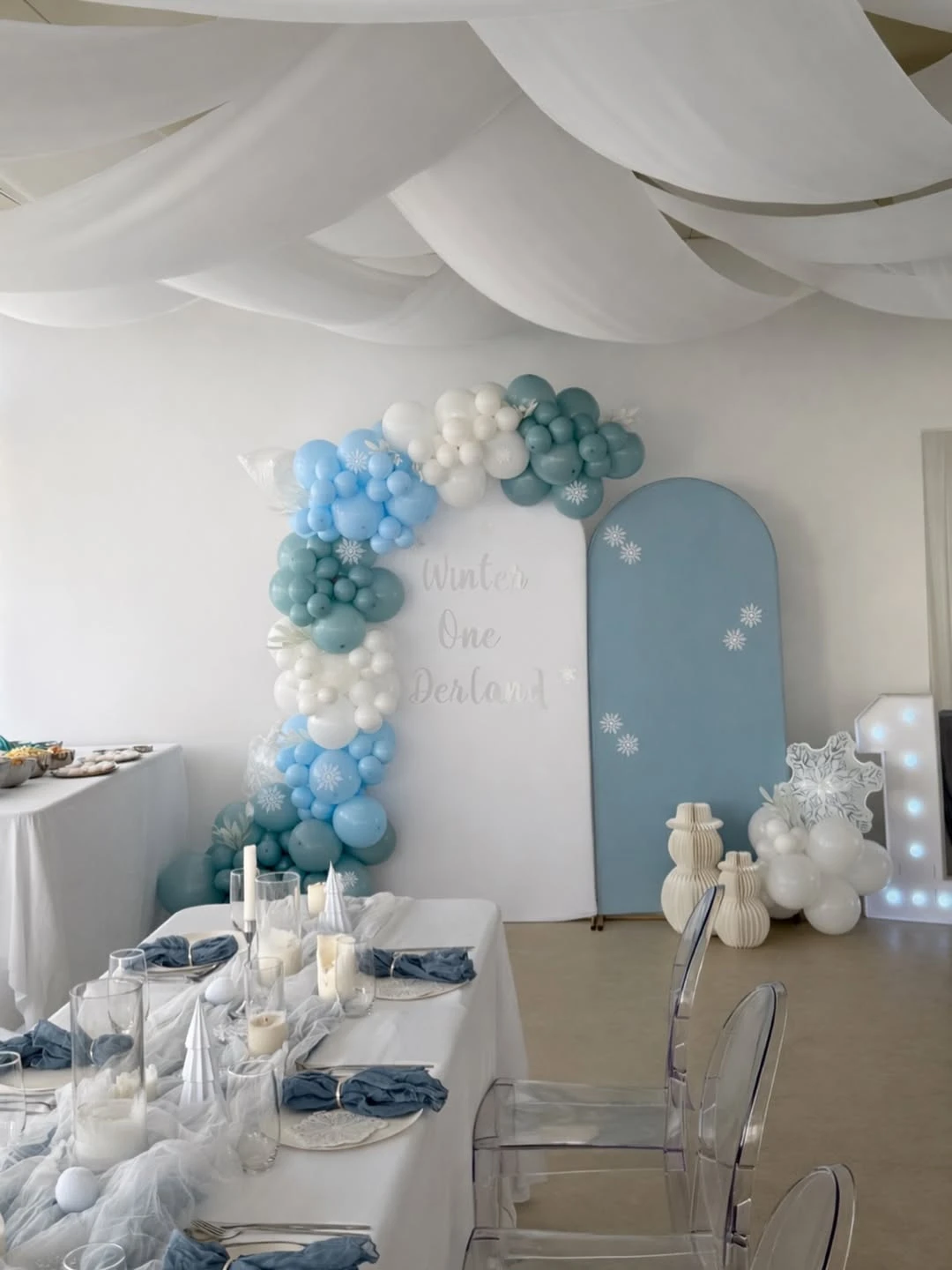 Layered Arched Backdrops winter onederland party