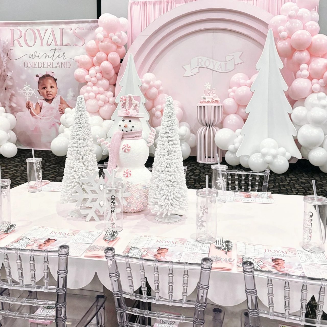 Soft Pink Winter Backdrop winter onederland party