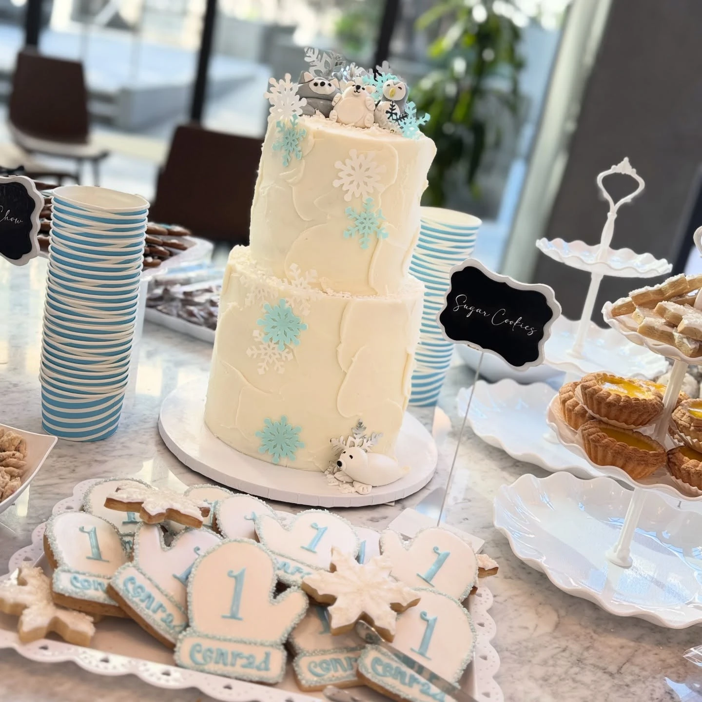 Arctic Animal Celebration Cake winter onederland party