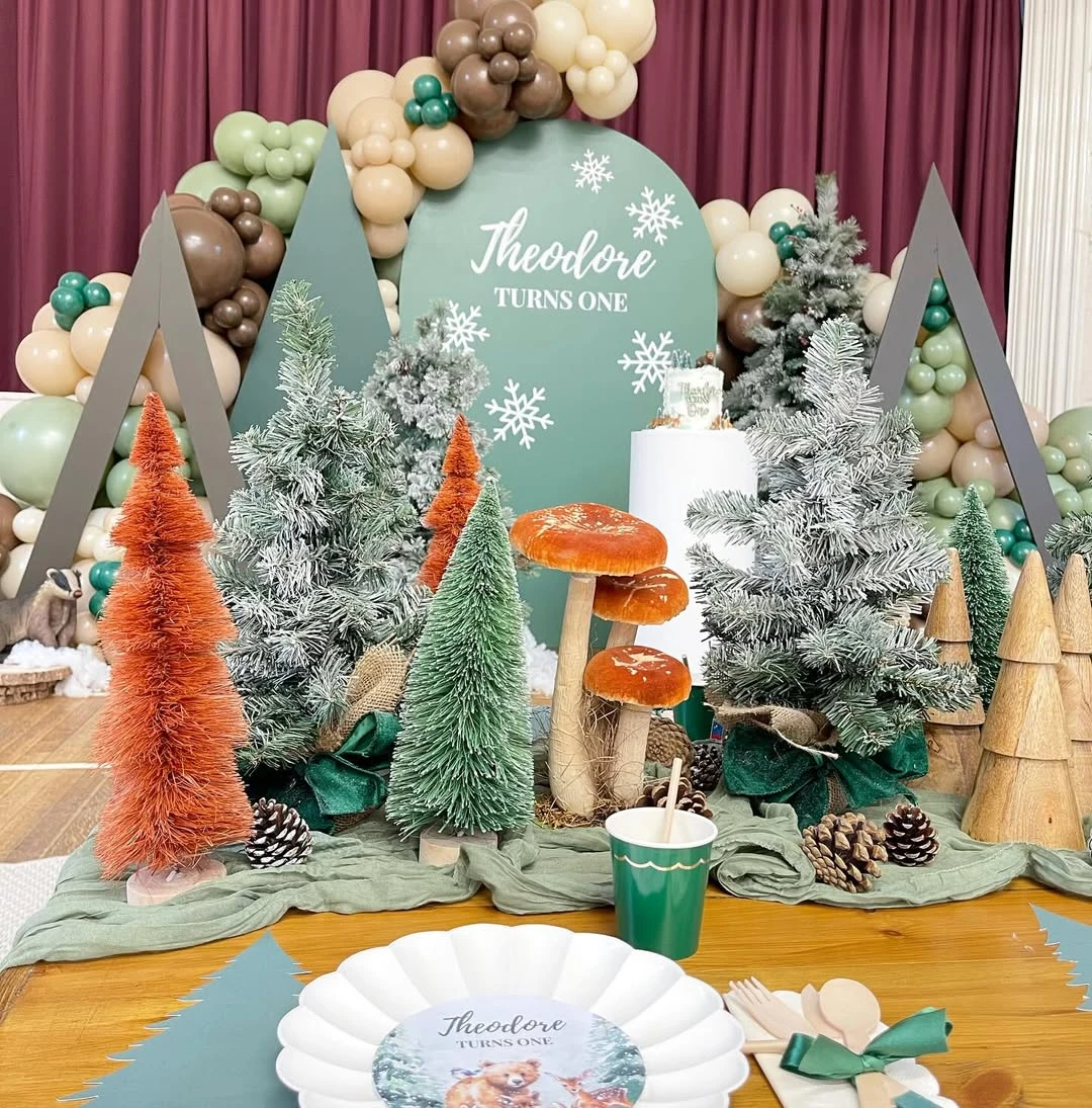 Sage Green Forest Display winter onederland party