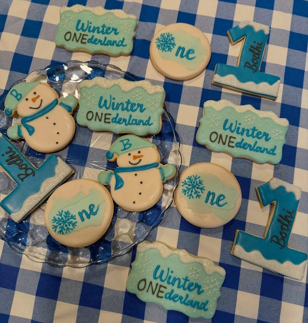 Personalized Snowflake Sugar Cookies winter onederland party