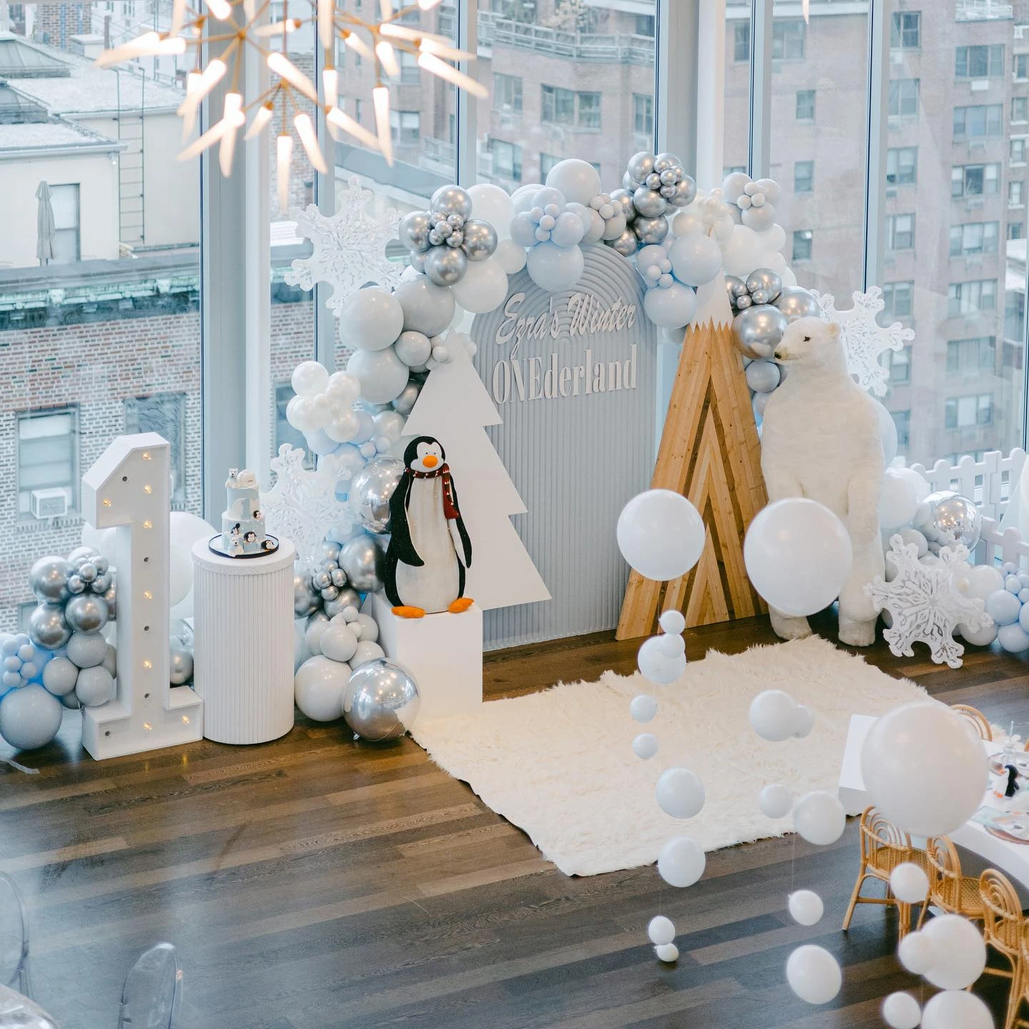 Chilly Blue Milestone Backdrop winter onederland party