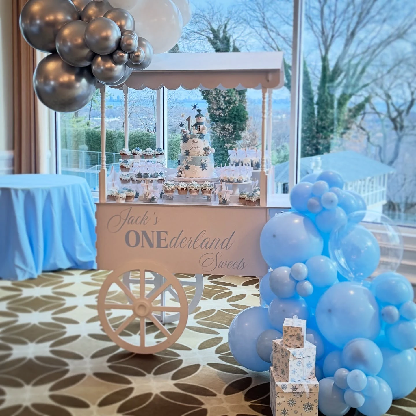 Mobile Sweet Cart Display winter onederland party
