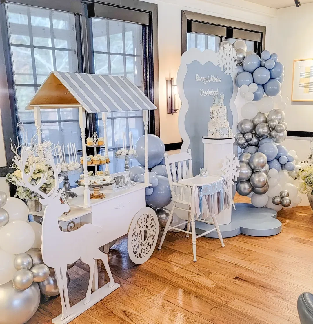 Icy Blue Dessert Cart winter onederland party