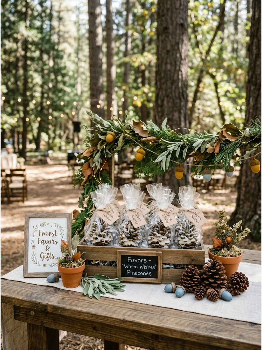 Pinecone Fire Starter Favors woodland baby shower