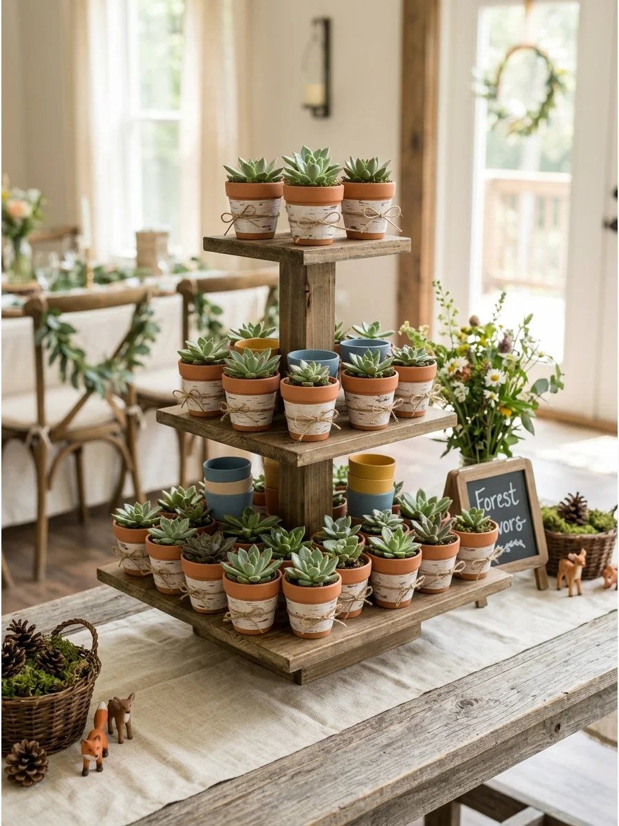 Baby Forest Succulent Pots woodland baby shower