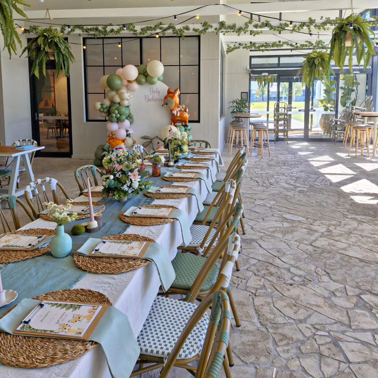 Layered Organic Table Setting woodland baby shower