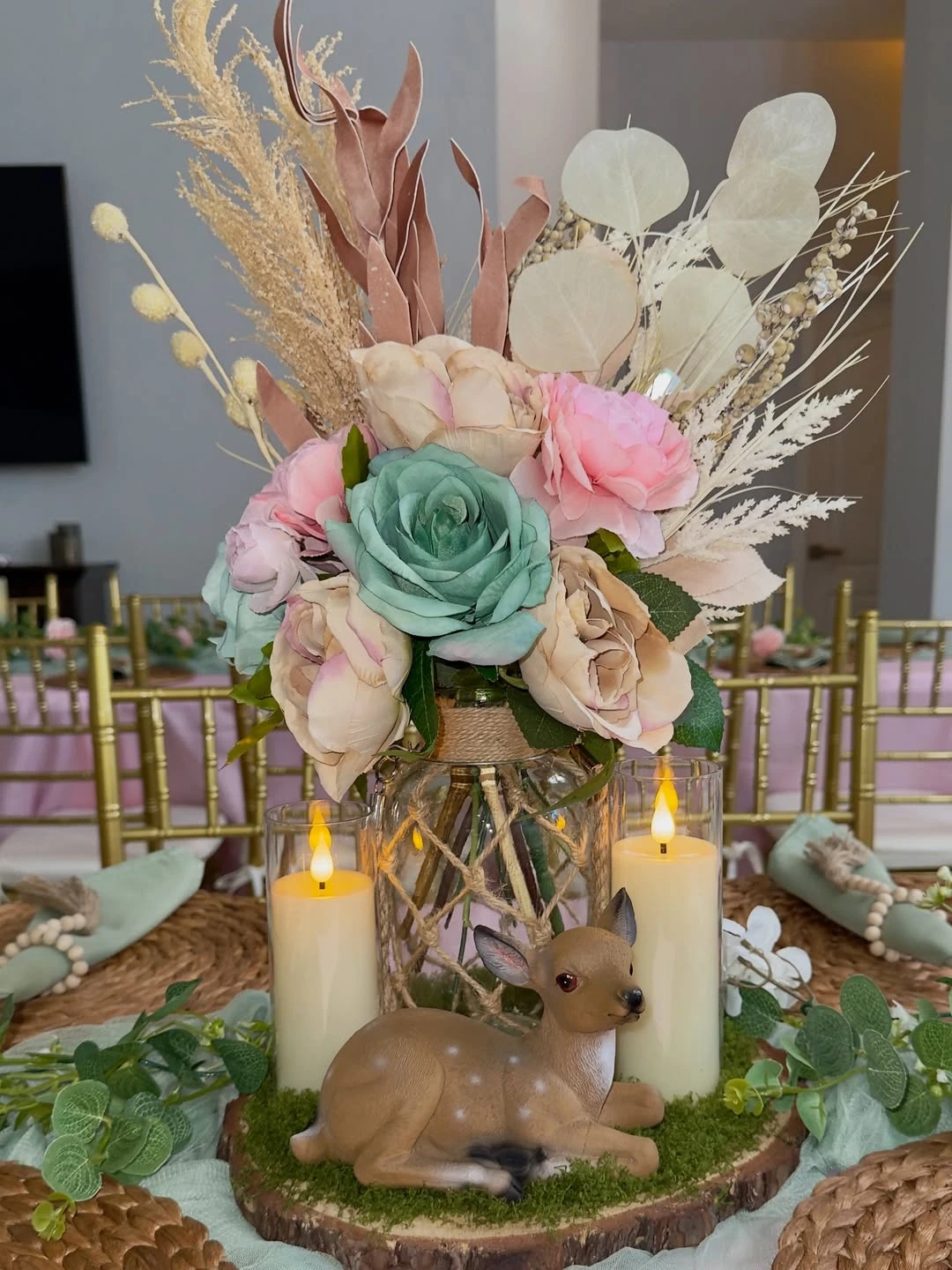 Miniature Forest Floor Centerpieces woodland baby shower