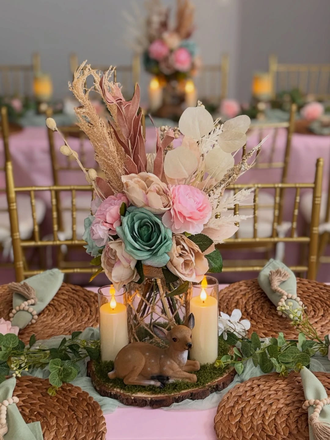 Miniature Forest Floor Centerpieces woodland baby shower