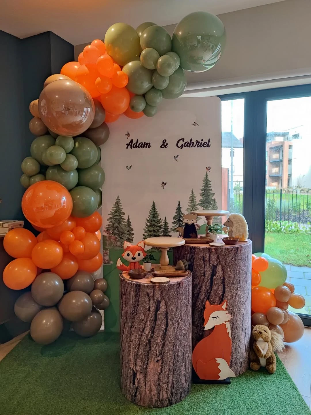 Faux Log Display Pedestals woodland baby shower