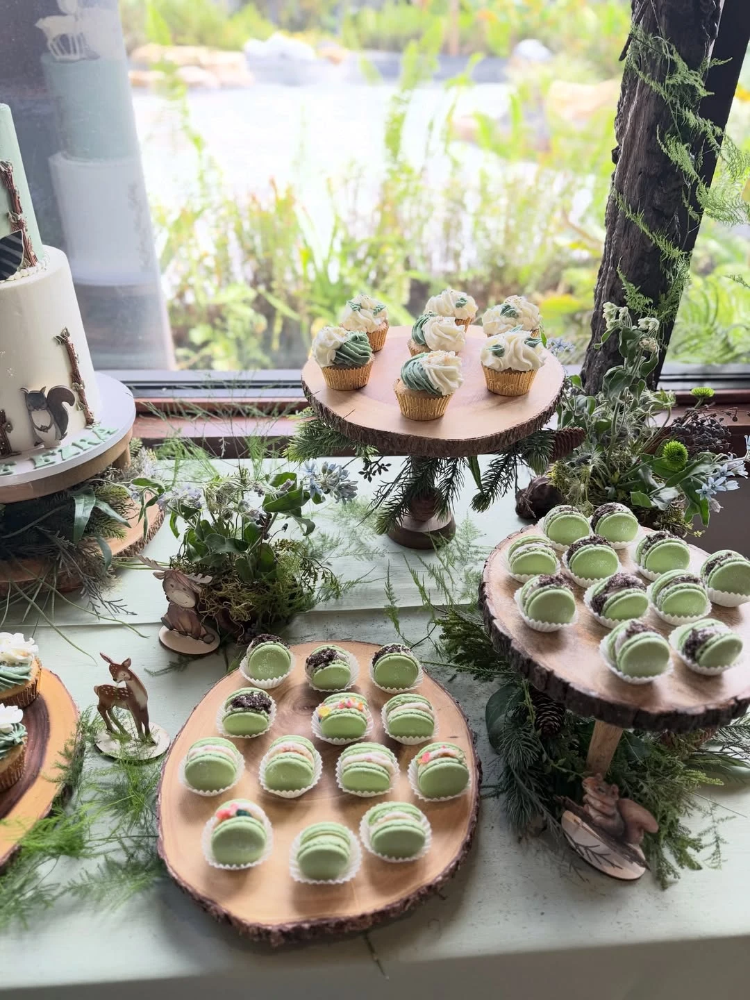 Sage and Cream Tiered Sweets woodland baby shower