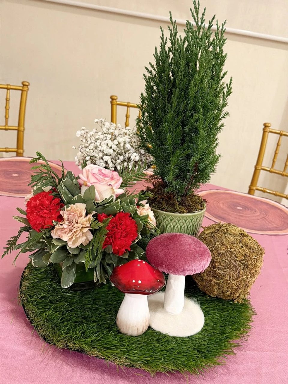 Mixed Texture Grass Centerpieces woodland baby shower