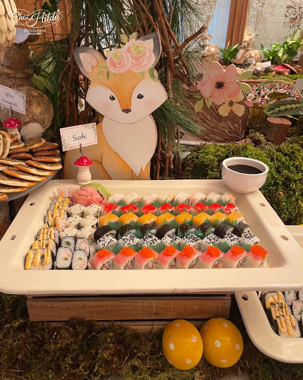 Elevated Crate Serving Stations woodland baby shower