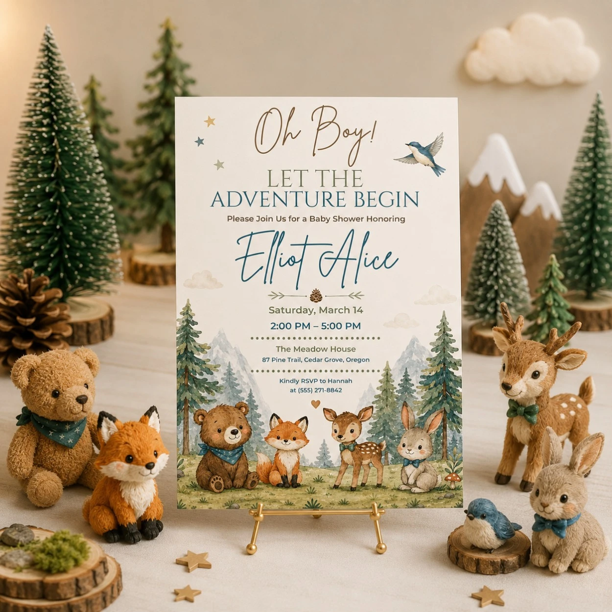 Watercolor Animal Invitation Suite woodland baby shower