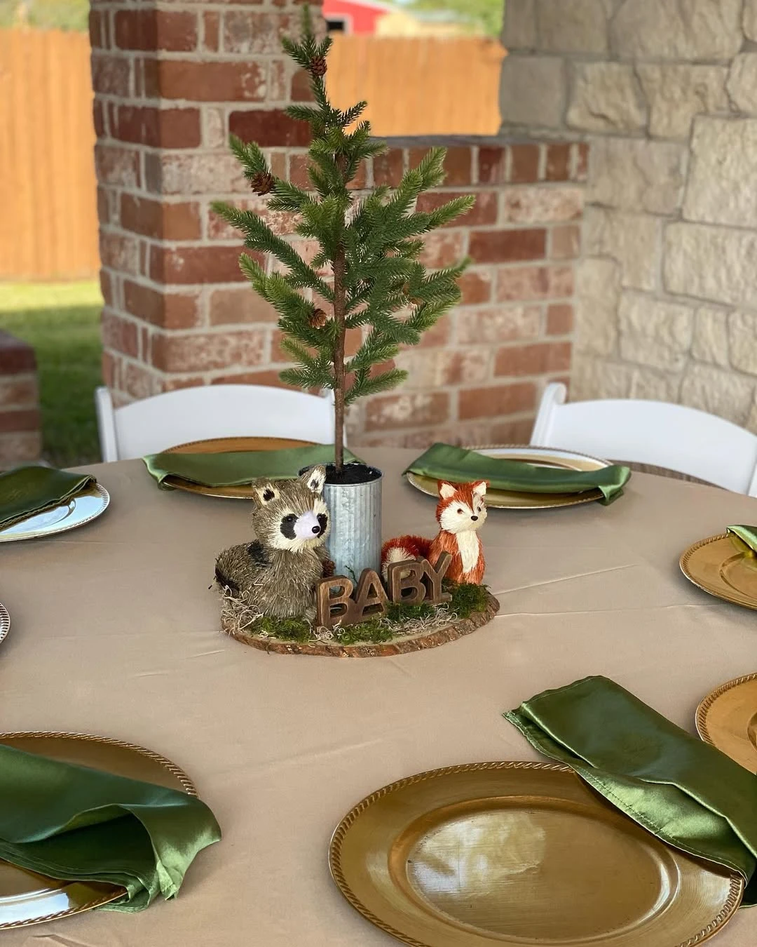 Miniature Pine and Sisal Animal Centerpiece woodland baby shower