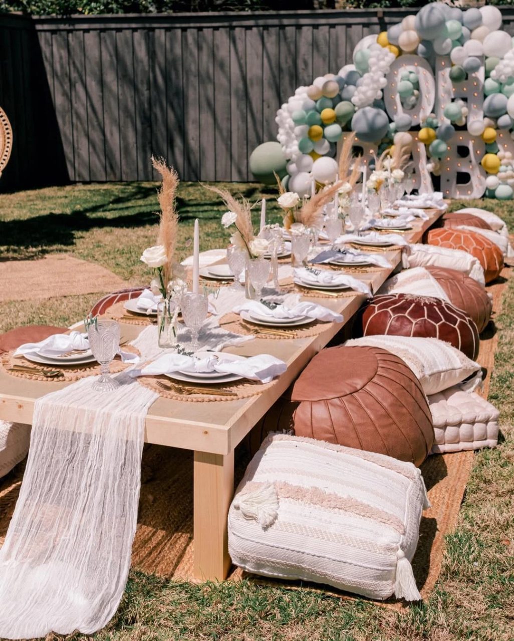Earthy Picnic Floor Seating woodland baby shower